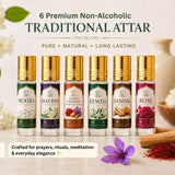 Traditional Attar Set of 6 | Non-Alcoholic Indian Perfume Oils